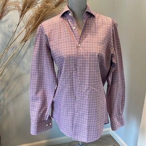 Hugo Boss slim fit purple check dress shirt. Size 39, 15 1/2